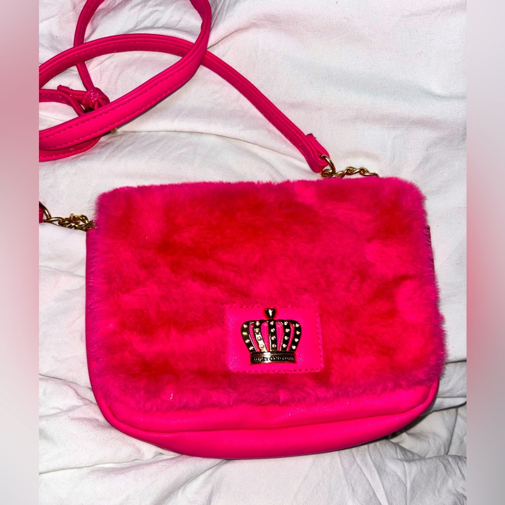 Juicy couture hot pink fluffy crossbody bag